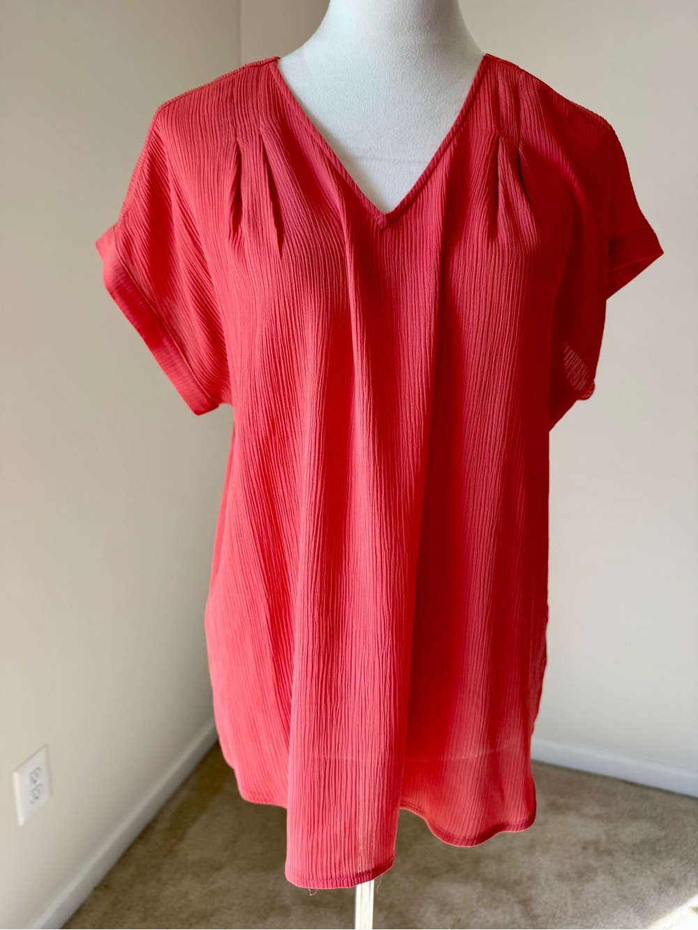 Simply Vera Vera Wang Coral V-Neck Short Sleeve Blouse